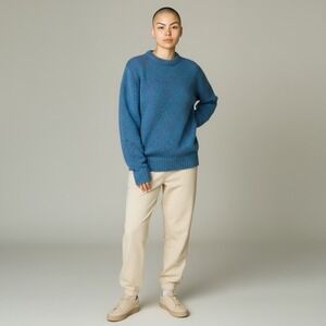 Woolrich women's 100% wool crewneck Sweater Blue Purple Medium Vintage Hong Kong